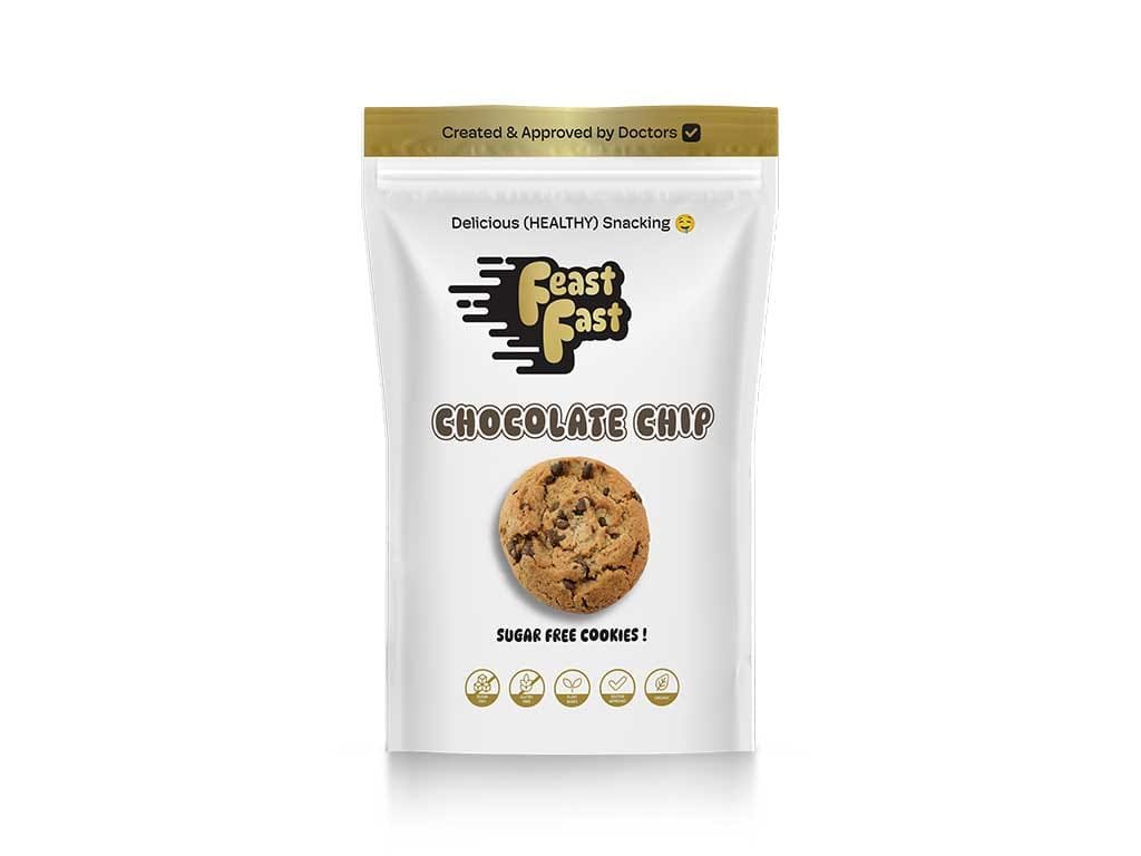 Feast Fast chocolate chip sugar free cookie pouch
