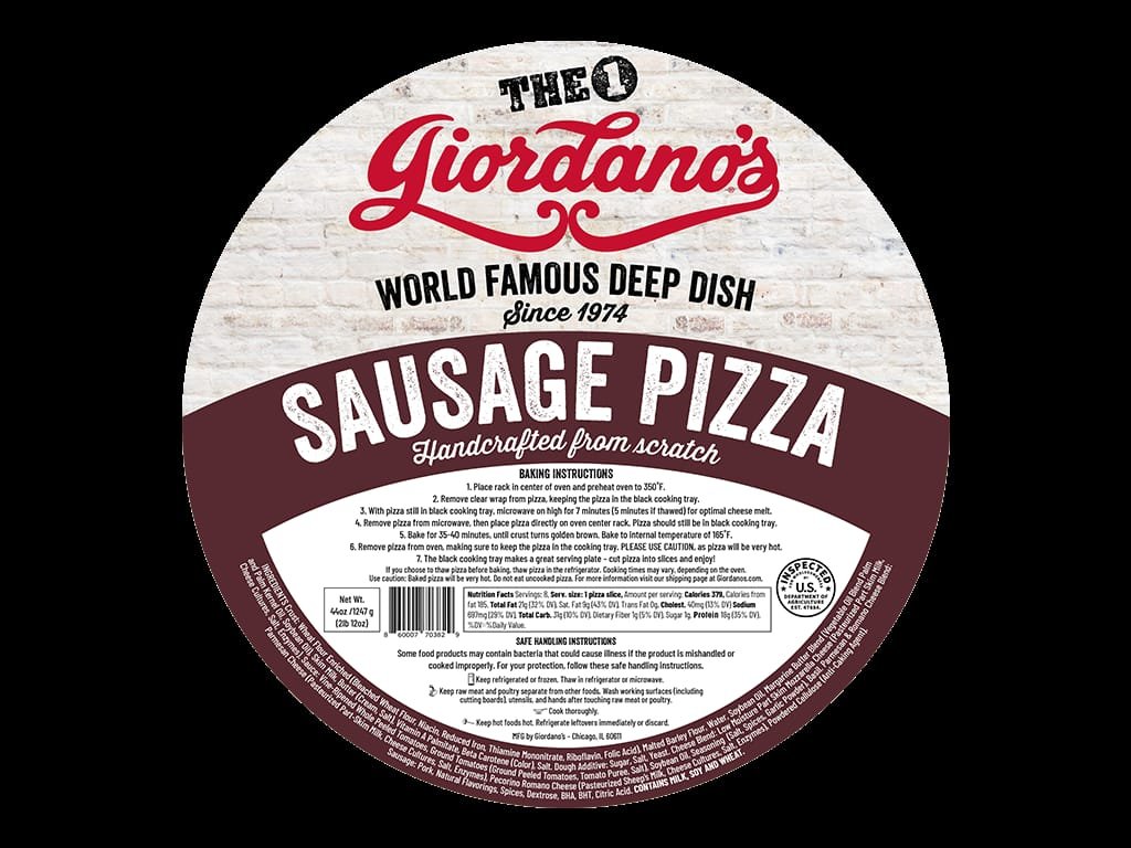 Giordano's Sausage Pizza round label
